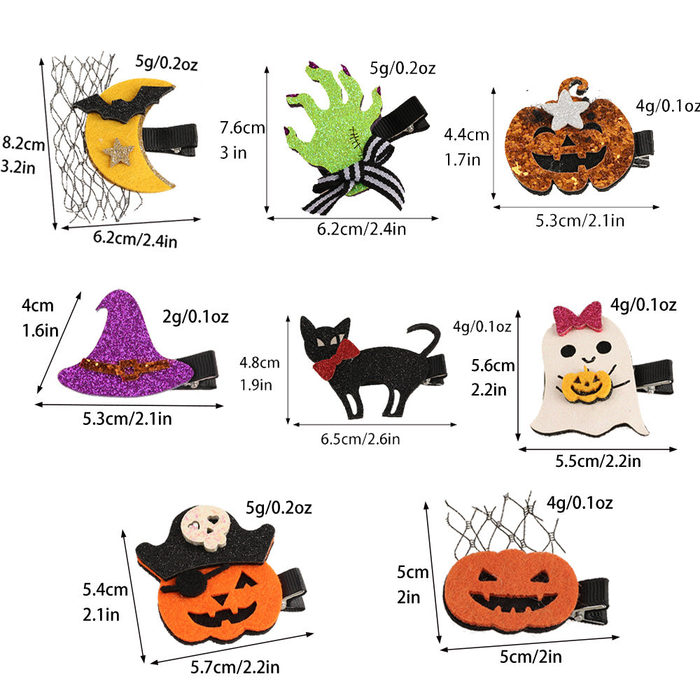 Wholesale Halloween Funny Pumpkin Ghost Bat Side Clip Top Clip